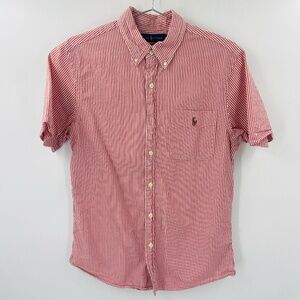Ralph Lauren Red Striped Casual Button Down Shirt